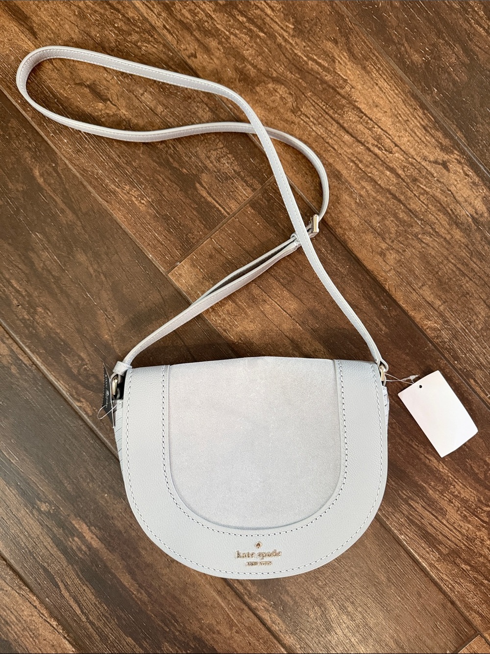 kate spade Light Gray Saddle Crossbody Bag
